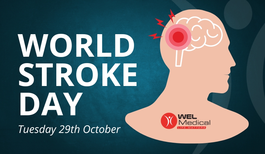 An image displaying world stroke day branded to WEL Medical